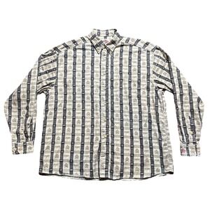 Vintage Barn Fly Western Shirt Mens M All Over Print Elk Cowboy Long Sleeve